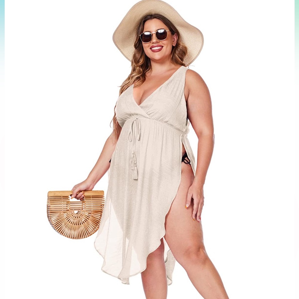 Ekouaer Women's Sexy Swimsuit Cover Ups Sleeveless Side Split